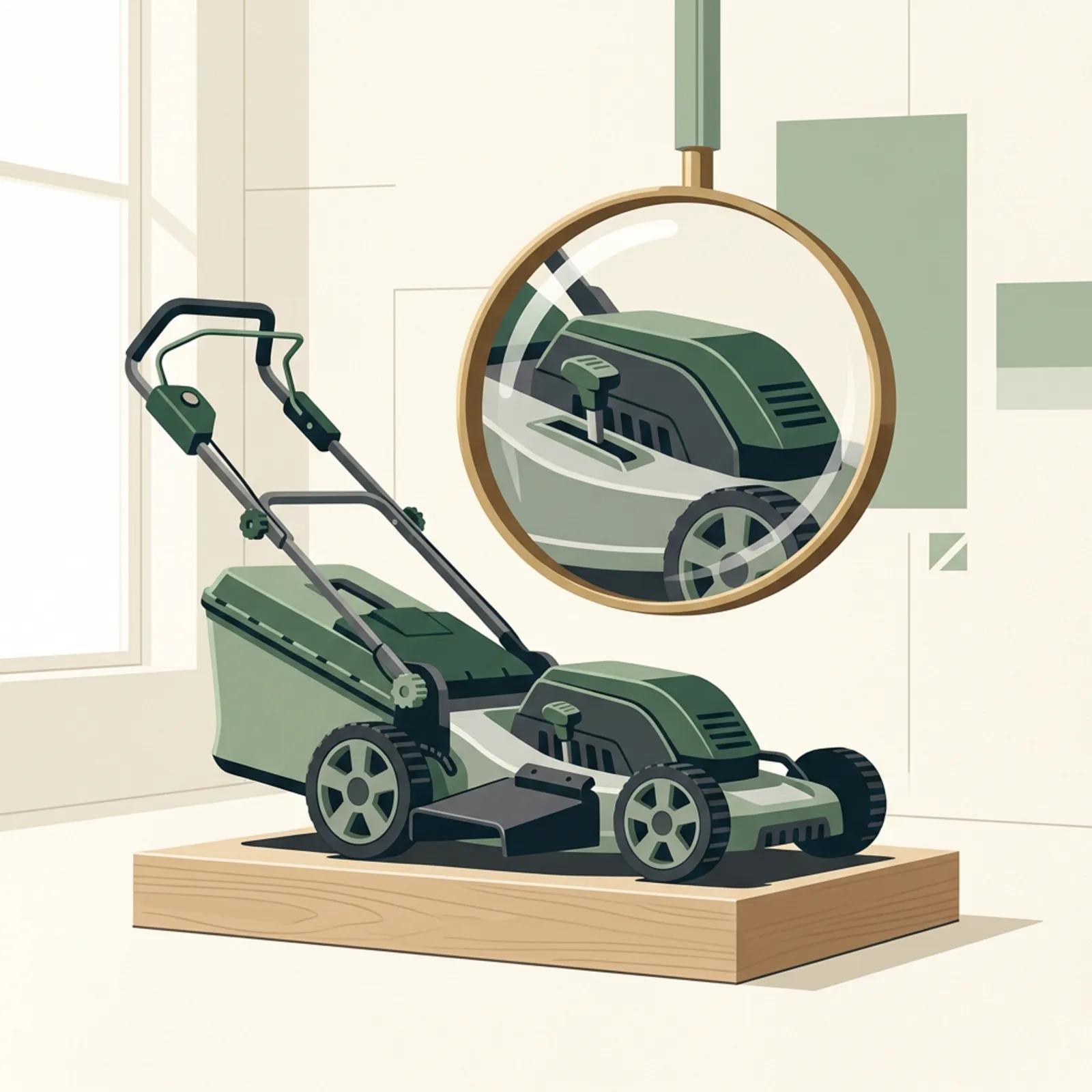 Cordless battery lawn mowers lined up for review on a suburban lawn
